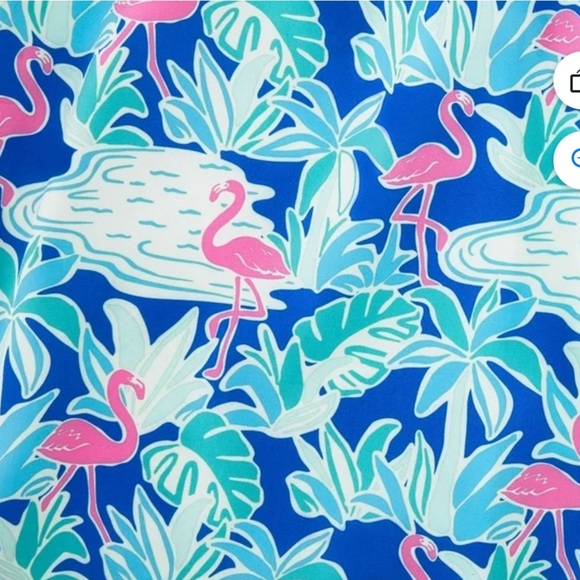 Men's Member’s Mark Resort Swim Trunk - Blue and Green 🦩 Flamingos Medium - Picture 8 of 10